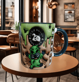 Halloween Baskı içi ve Kulpu Renkli Kupa