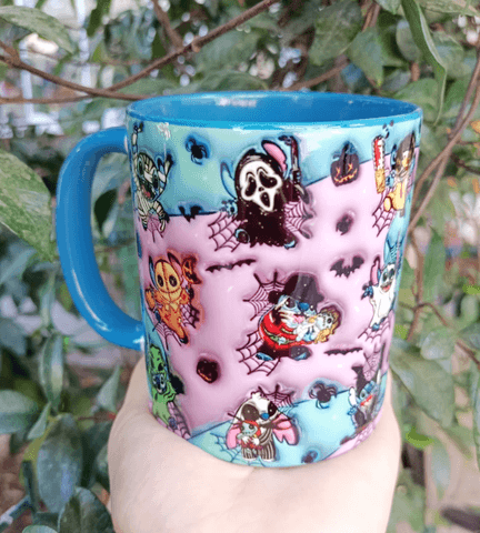 Halloween Baskı içi ve Kulpu Renkli Kupa