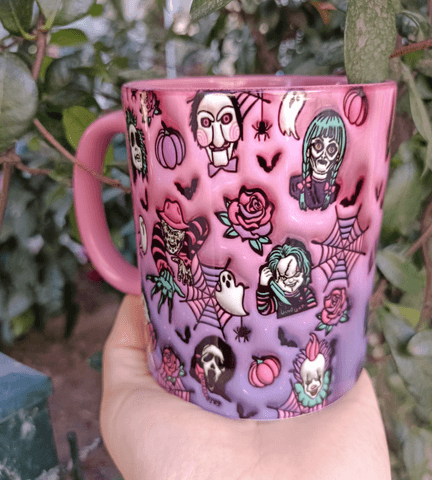 Halloween Baskı içi ve Kulpu Renkli Kupa