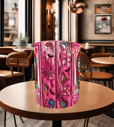 Halloween Baskı içi ve Kulpu Renkli Kupa