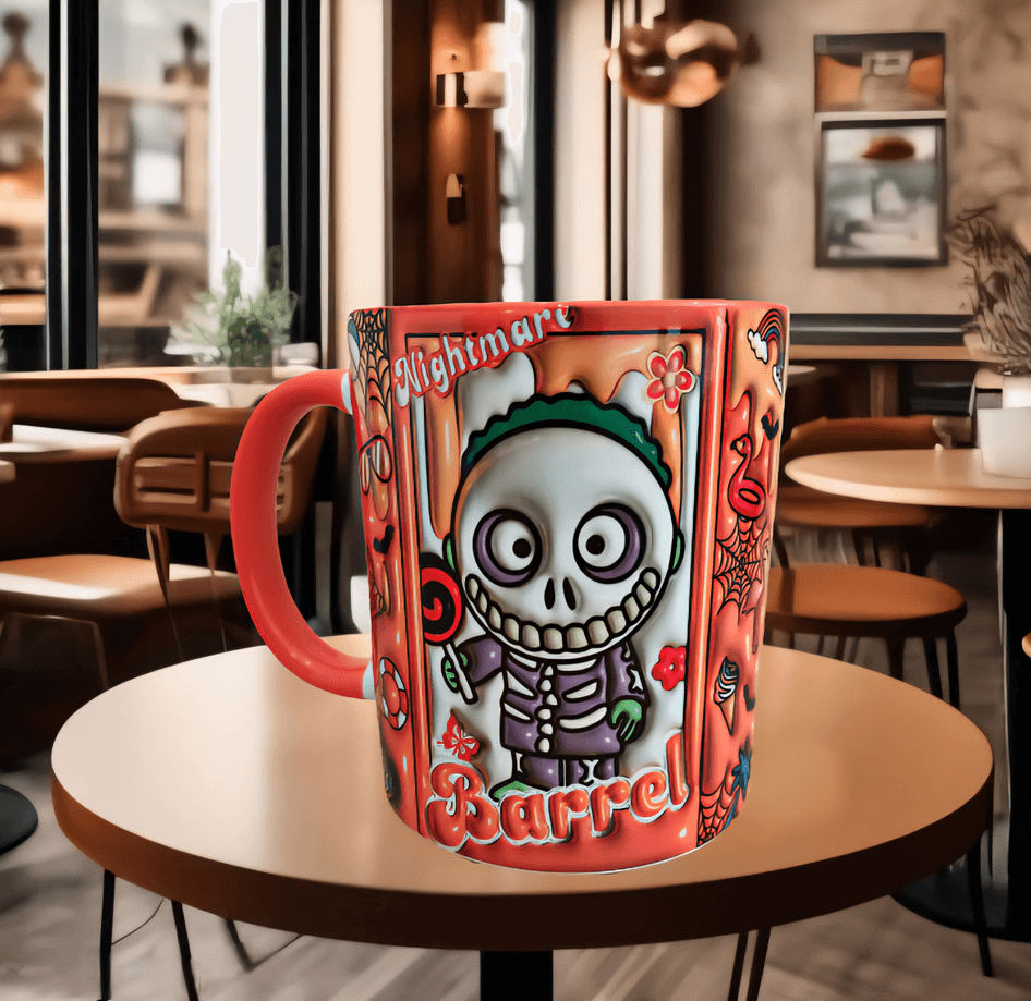 Halloween Baskı içi ve Kulpu Renkli Kupa