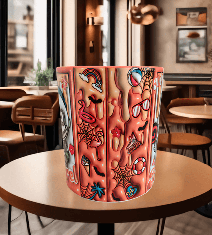 Halloween Baskı içi ve Kulpu Renkli Kupa