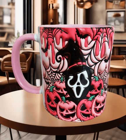 Halloween Baskı içi ve Kulpu Renkli Kupa