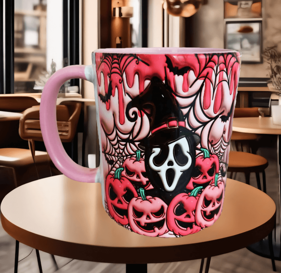 Halloween Baskı içi ve Kulpu Renkli Kupa