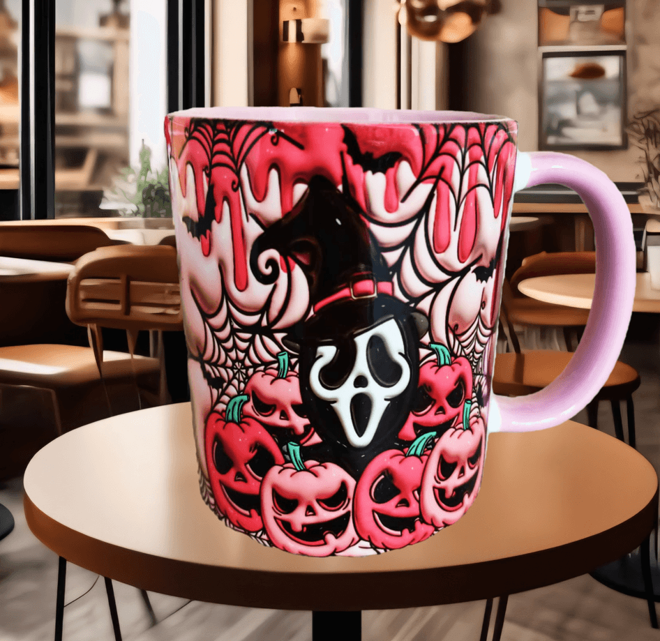 Halloween Baskı içi ve Kulpu Renkli Kupa