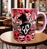 Halloween Baskı içi ve Kulpu Renkli Kupa