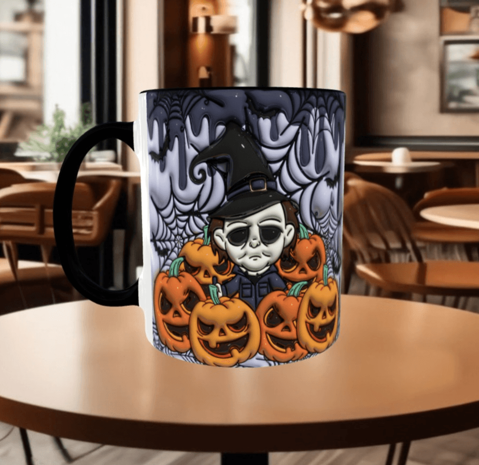 Halloween Baskı içi ve Kulpu Renkli Kupa