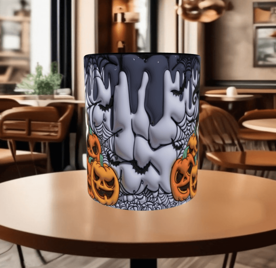 Halloween Baskı içi ve Kulpu Renkli Kupa