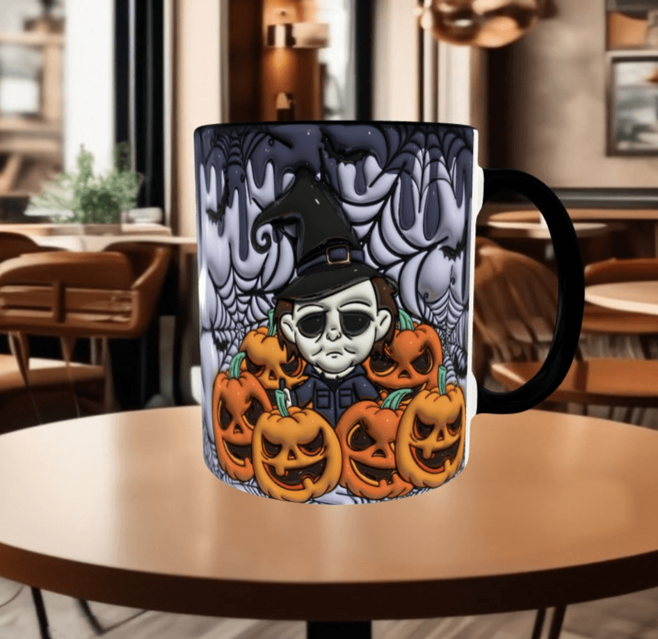 Halloween Baskı içi ve Kulpu Renkli Kupa
