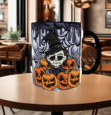 Halloween Baskı içi ve Kulpu Renkli Kupa