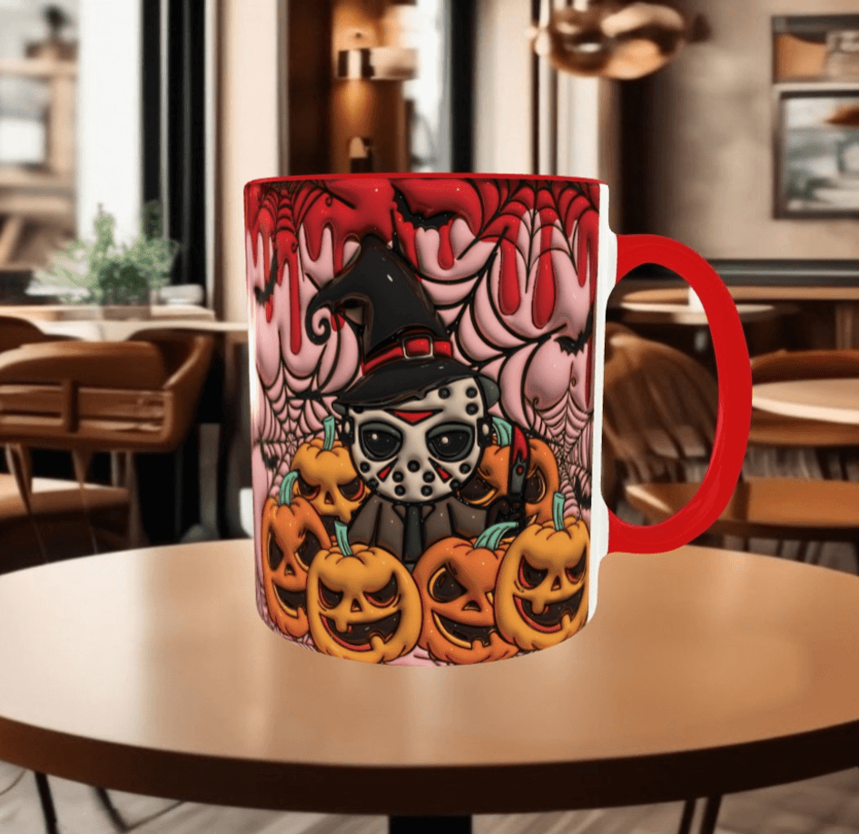 Halloween Baskı içi ve Kulpu Renkli Kupa