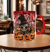 Halloween Baskı içi ve Kulpu Renkli Kupa