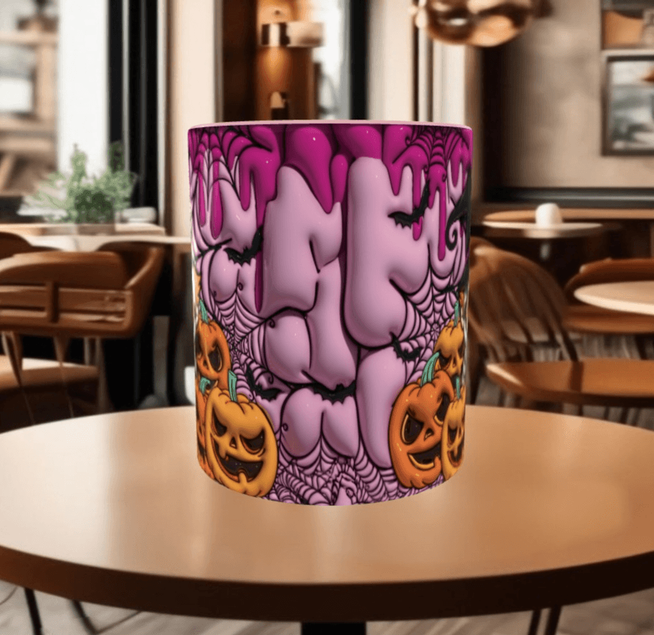 Halloween Baskı içi ve Kulpu Renkli Kupa