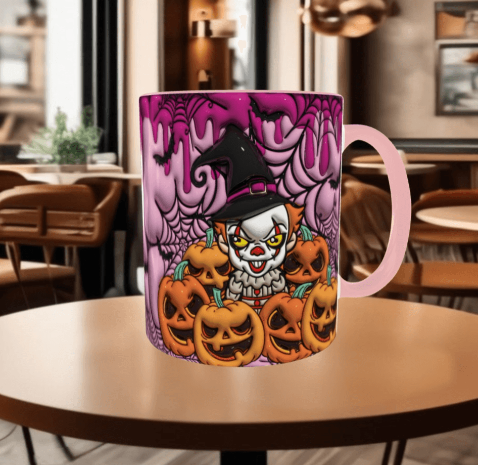 Halloween Baskı içi ve Kulpu Renkli Kupa