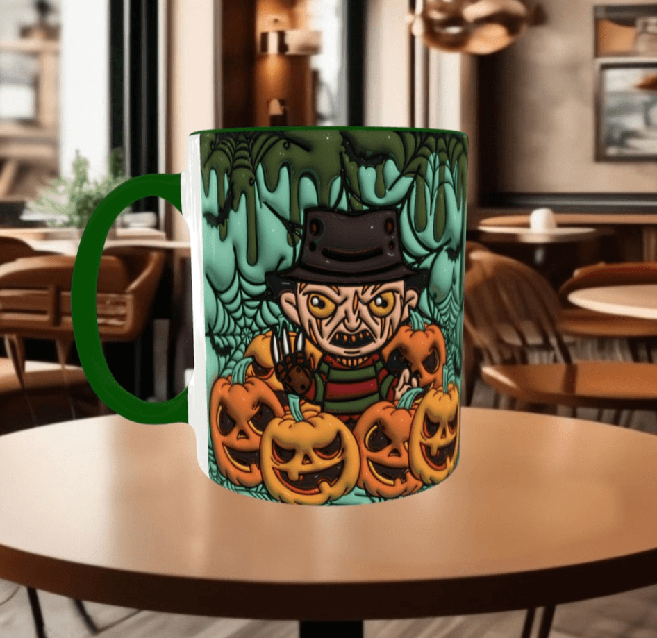 Halloween Baskı içi ve Kulpu Renkli Kupa