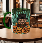 Halloween Baskı içi ve Kulpu Renkli Kupa