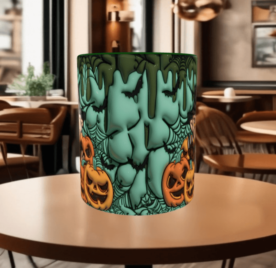 Halloween Baskı içi ve Kulpu Renkli Kupa