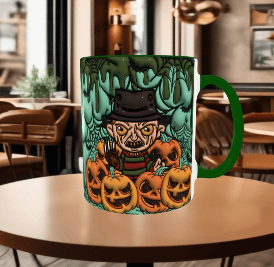 Halloween Baskı içi ve Kulpu Renkli Kupa