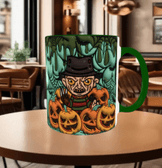 Halloween Baskı içi ve Kulpu Renkli Kupa