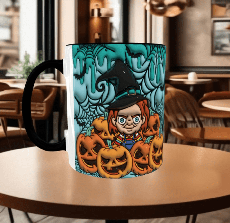 Halloween Baskı içi ve Kulpu Renkli Kupa