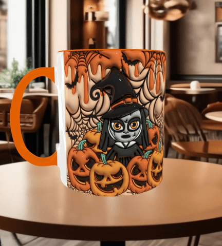 Halloween Baskı içi ve Kulpu Renkli Kupa