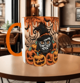 Halloween Baskı içi ve Kulpu Renkli Kupa