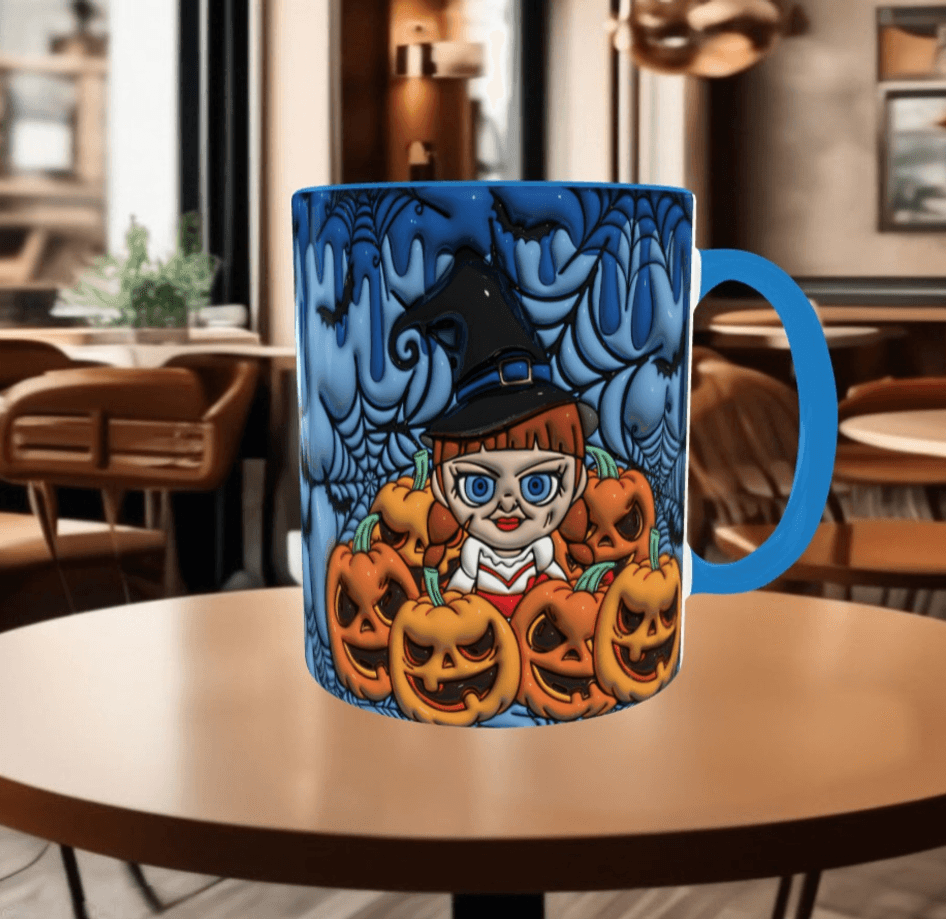 Halloween Baskı içi ve Kulpu Renkli Kupa