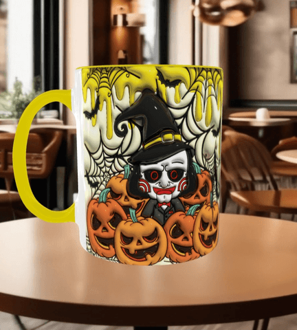 Halloween Baskı içi ve Kulpu Renkli Kupa