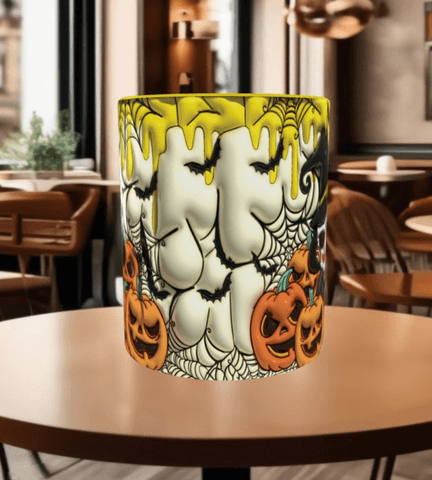 Halloween Baskı içi ve Kulpu Renkli Kupa