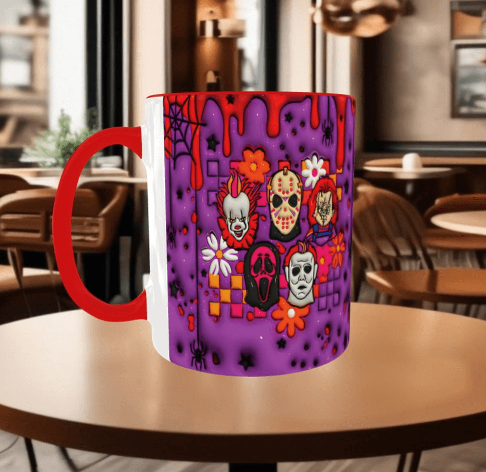 Halloween Baskı içi ve Kulpu Renkli Kupa