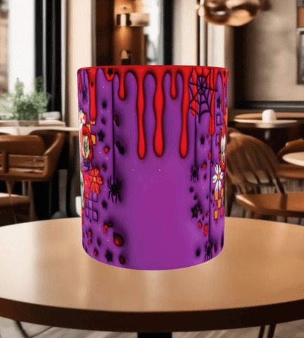 Halloween Baskı içi ve Kulpu Renkli Kupa