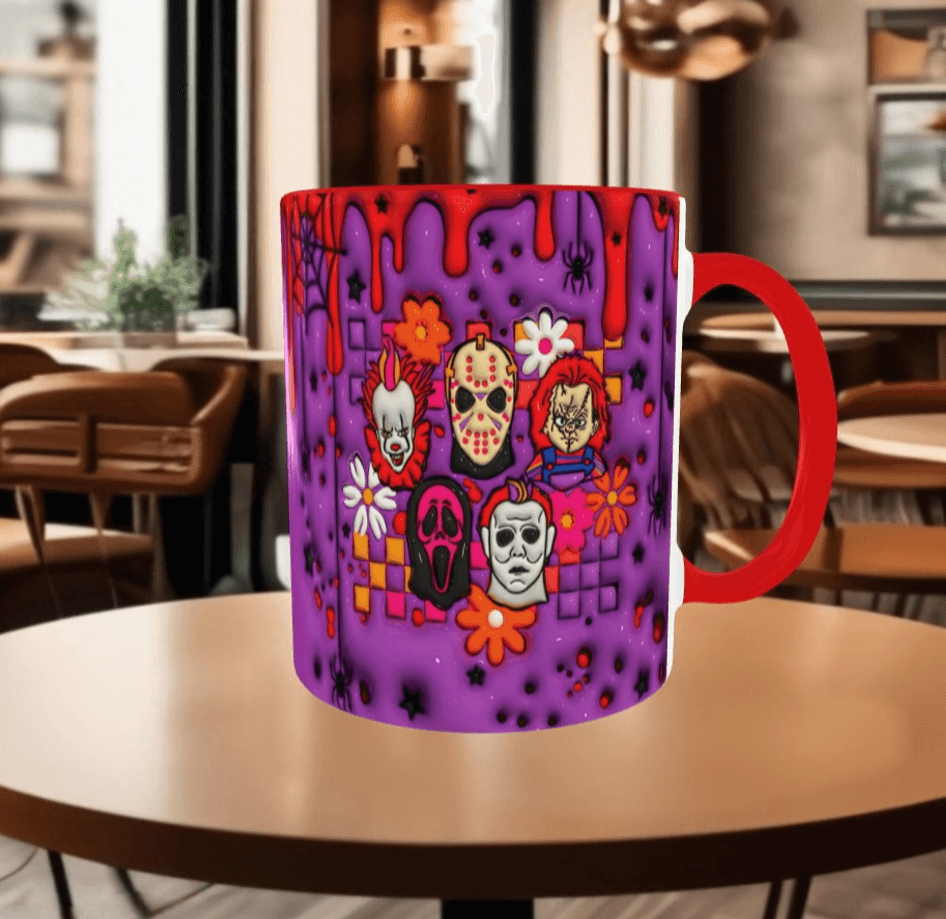 Halloween Baskı içi ve Kulpu Renkli Kupa