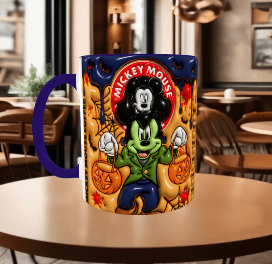 Halloween Baskı içi ve Kulpu Renkli Kupa