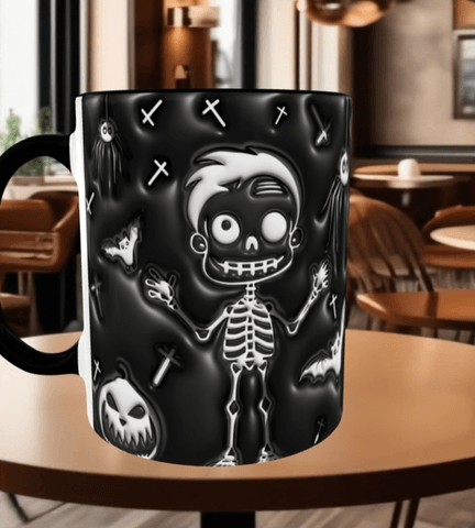 Halloween Baskı içi ve Kulpu Renkli Kupa