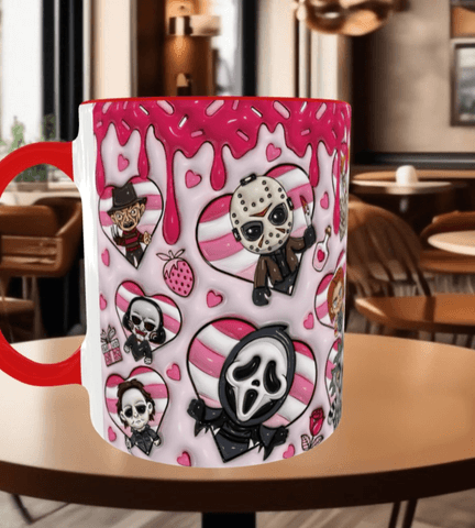 Halloween Baskı içi ve Kulpu Renkli Kupa