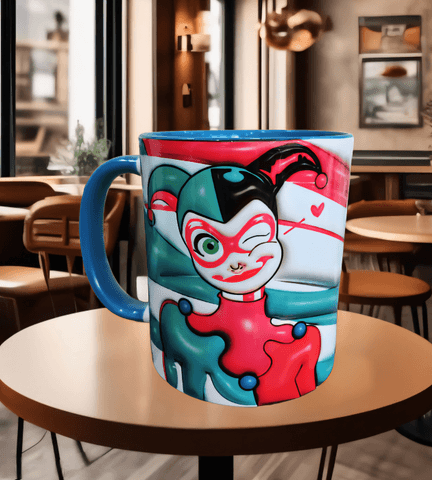 Harley Quinn Baskı içi ve Kulpu Renkli Kupa