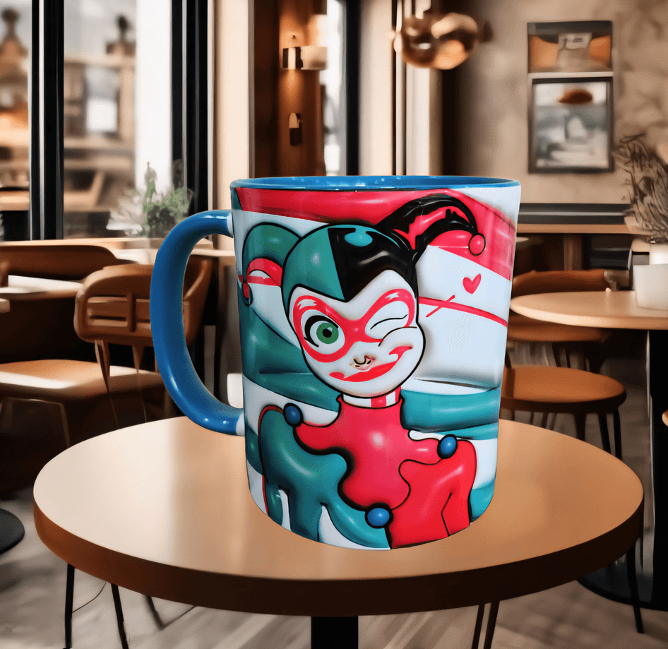 Harley Quinn Baskı içi ve Kulpu Renkli Kupa
