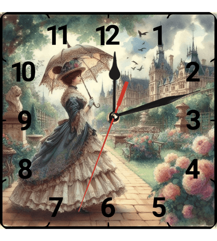 Şemsiyeli kız vintage baskı metal hediyelik dekoratif kaliteli duvar saati