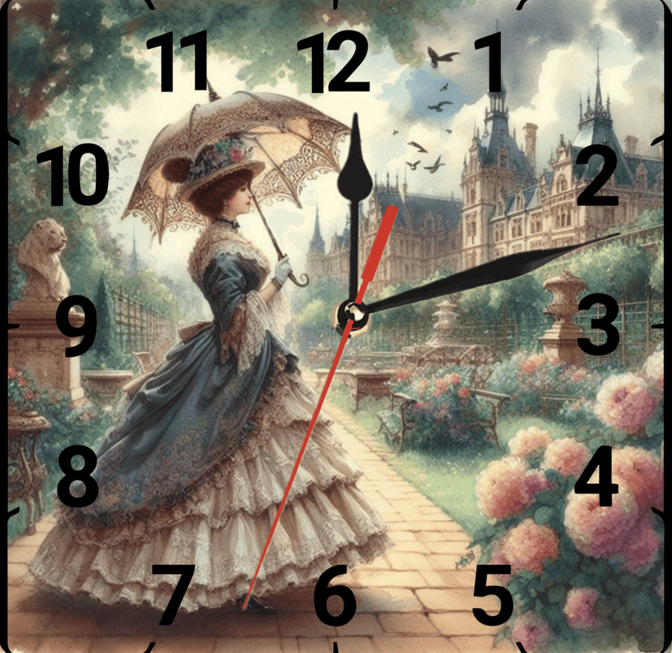 Şemsiyeli kız vintage baskı metal hediyelik dekoratif kaliteli duvar saati