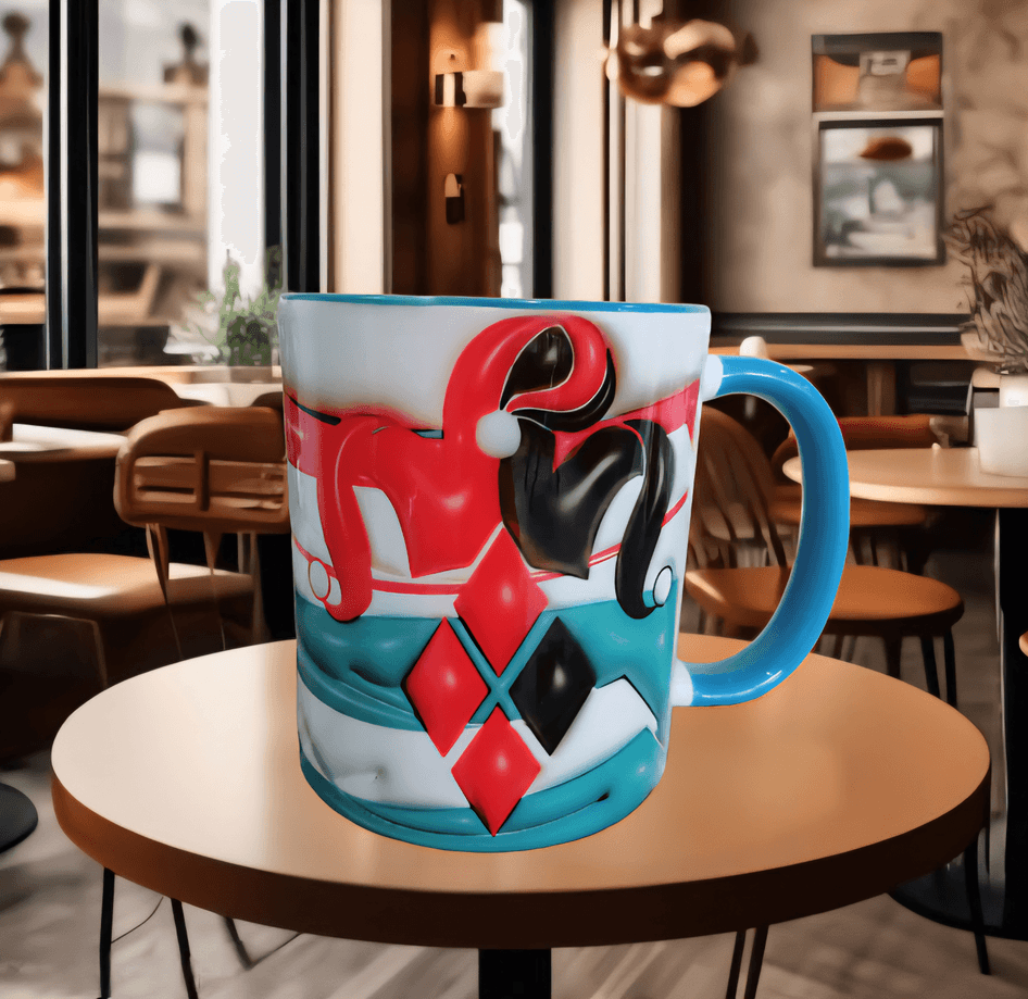 Harley Quinn Baskı içi ve Kulpu Renkli Kupa