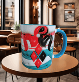 Harley Quinn Baskı içi ve Kulpu Renkli Kupa