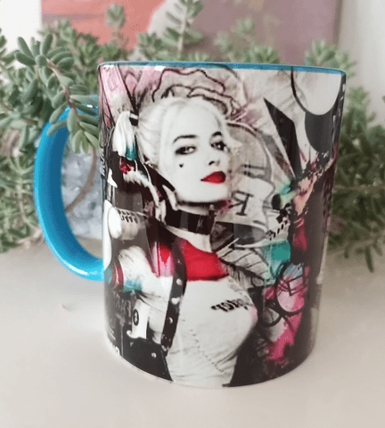 Harley Quinn Baskı içi ve Kulpu Renkli Kupa