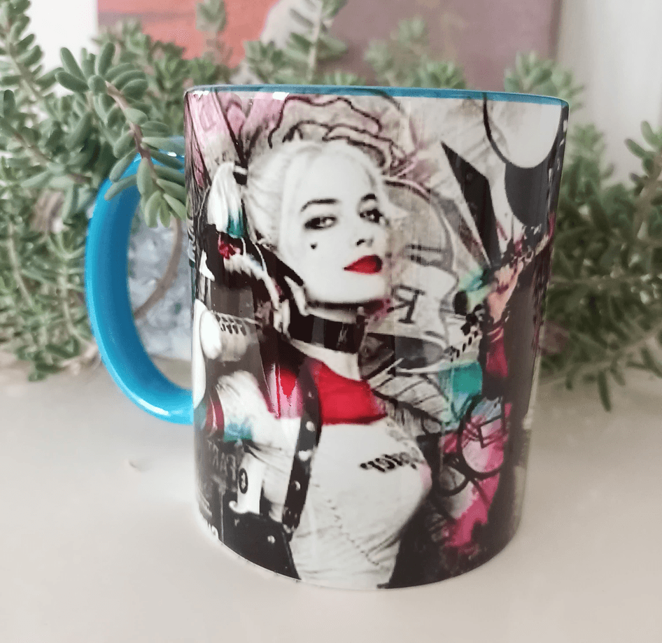 Harley Quinn Baskı içi ve Kulpu Renkli Kupa