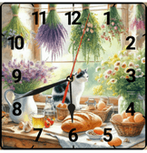 Camdaki kedi vintage baskı metal hediyelik dekoratif kaliteli duvar saati