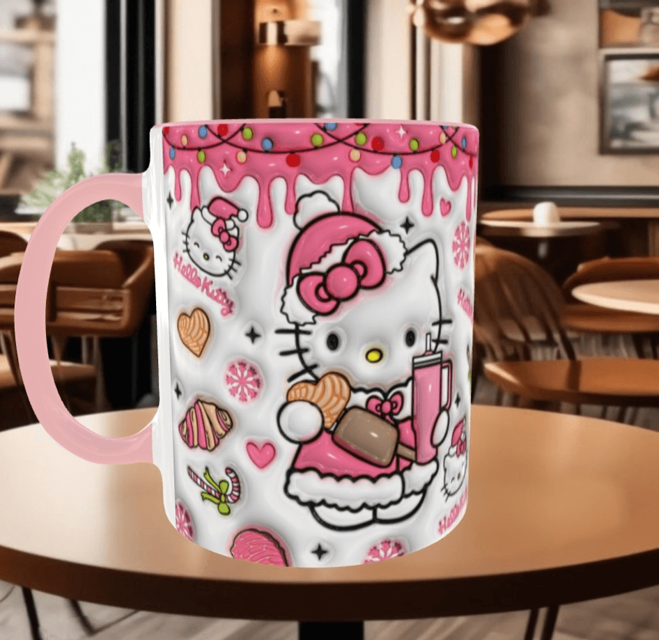 Hello Kitty Baskı içi ve Kulpu Renkli Kupa