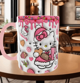 Hello Kitty Baskı içi ve Kulpu Renkli Kupa