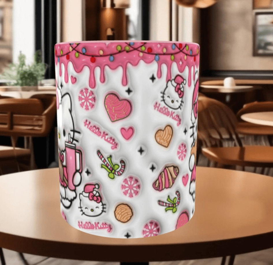 Hello Kitty Baskı içi ve Kulpu Renkli Kupa