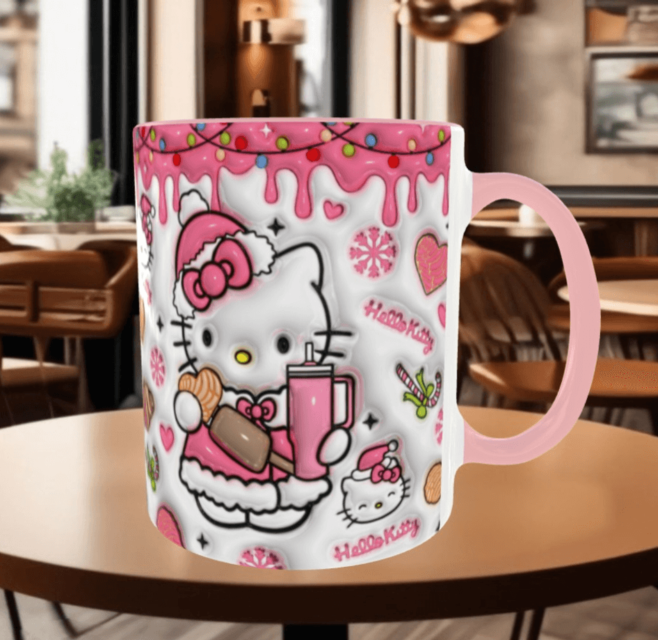 Hello Kitty Baskı içi ve Kulpu Renkli Kupa