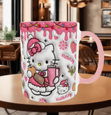 Hello Kitty Baskı içi ve Kulpu Renkli Kupa