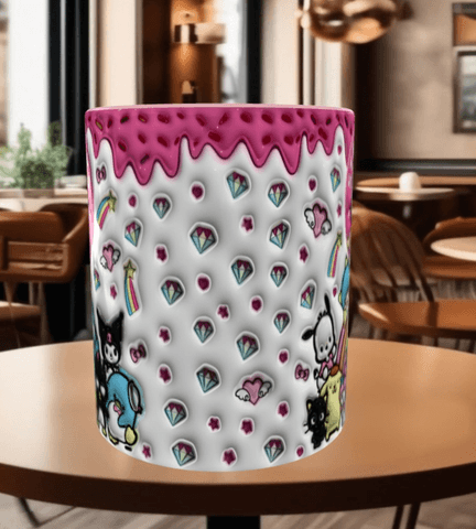 Hello Kitty Baskı içi ve Kulpu Renkli Kupa